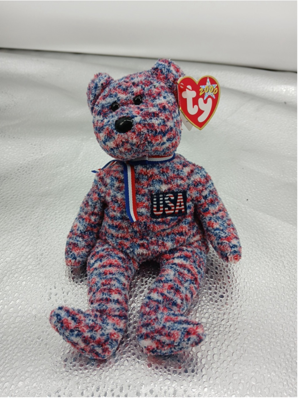Ty Beanie Baby USA Bear 2000 Proud To Be American. Tag Errors Rare, Retired.MWMT